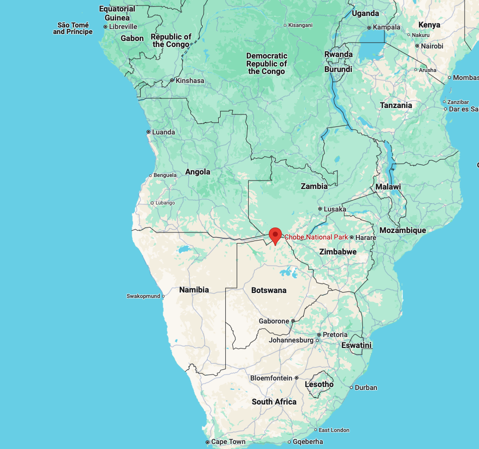 Chobe National Park, Botswana Map showing Chobe National Park, Botswana